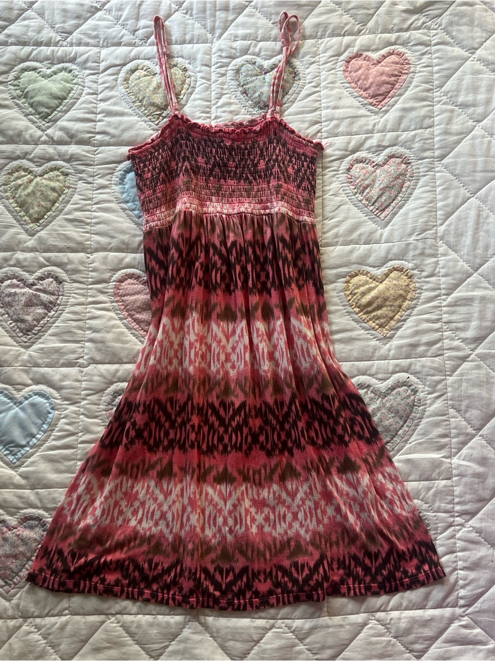 Mudd 2000s Ikat Smocked Bodice Sundress stretchy smocked bodice ikat size M
